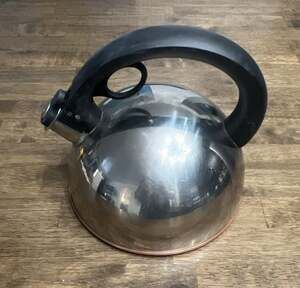 Vintage Revere Ware Stainless Steel Copper Bottom Whistling Tea Kettle Korea A 9